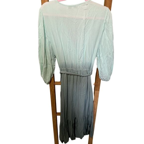 Young Fabulous and Broke Jillian Wrap Maxi Dress Ombré In Teal Size Medium - Picture 5 of 7